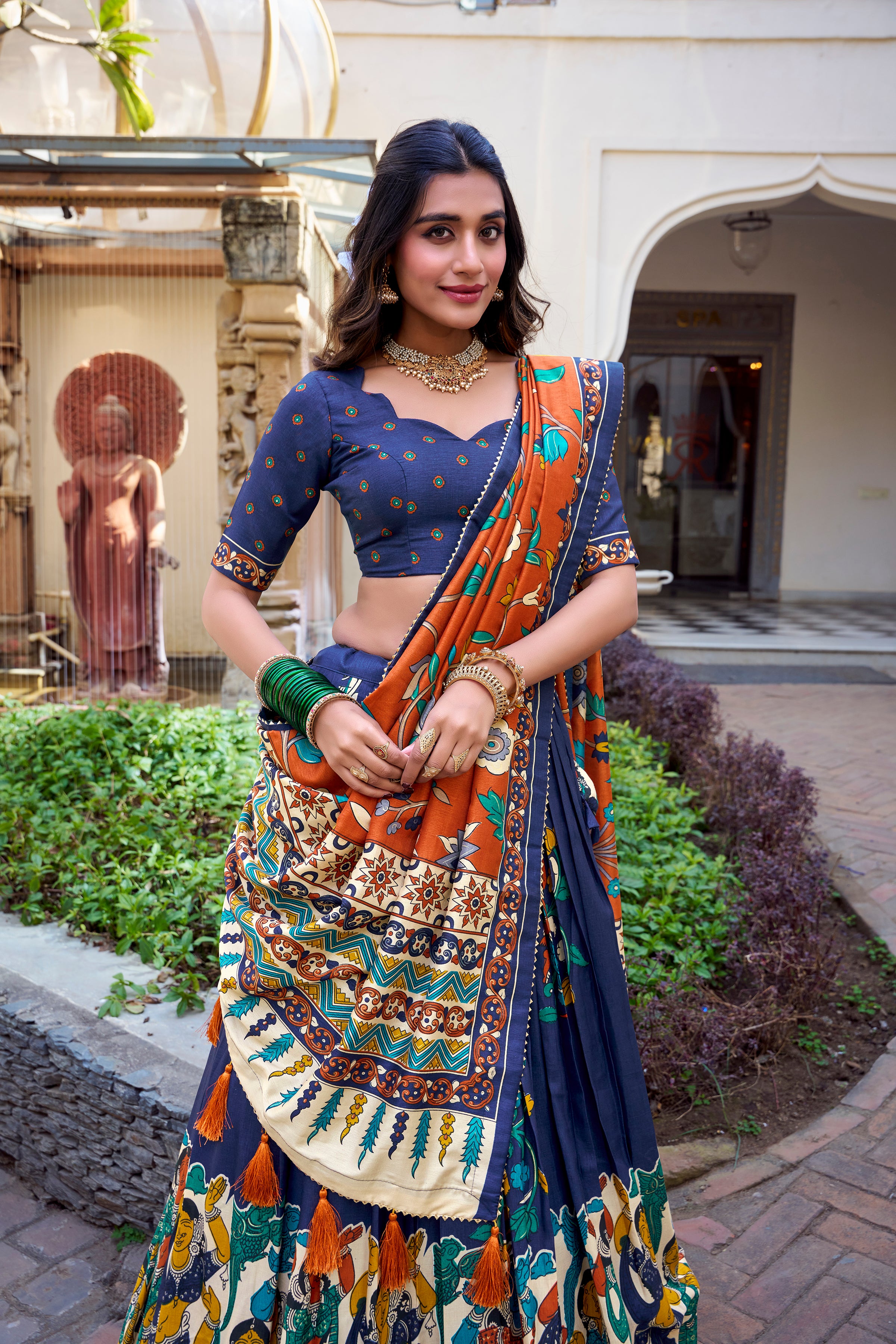Exclusive Tussar Silk Lehenga Choli Set β Floral & Patola Print Design β¨π